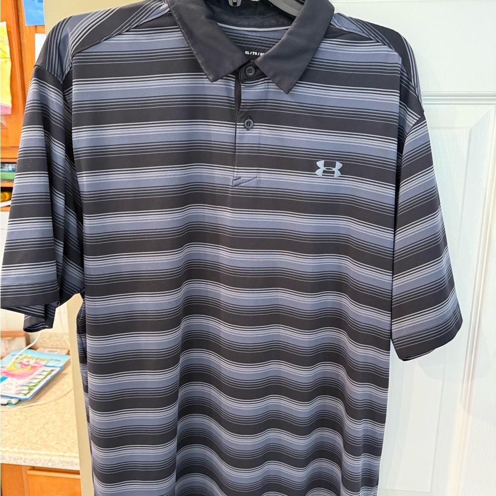 Under Armour Men's Black Striped Polo Shirt